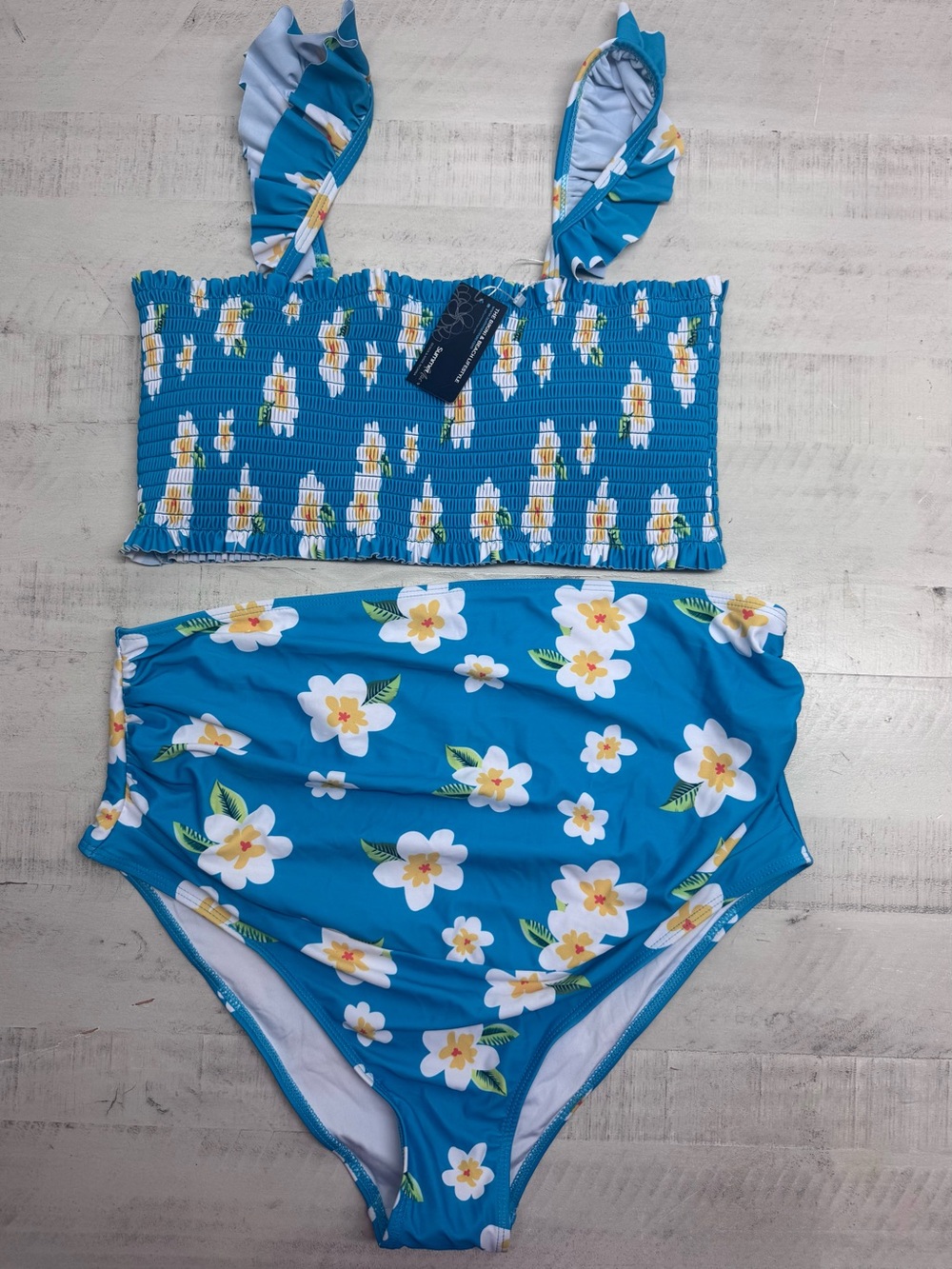 Summer Mae Maternity Swimsuit Ruffled Two Piece Bikini High Waist Swimwear nwt